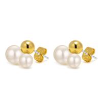 Plastic Stud Earring, 304 Stainless Steel, with Plastic Pearl, fashion jewelry & for woman 