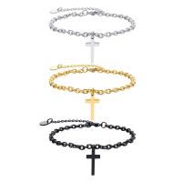 Stainless Steel Charm Bracelet, 304 Stainless Steel, with 1.97inch extender chain, Cross, fashion jewelry & for man Approx 7.1 Inch 