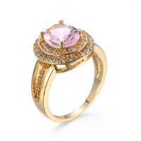 Zirkonia Messing Finger Ring, goldfarben plattiert, verschiedene Größen vorhanden & Micro pave Zirkonia & für Frau, goldfarben, verkauft von PC