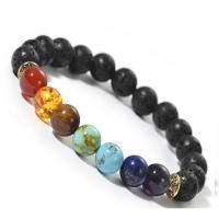 Gemstone Bracelets, Natural Stone, with Zinc Alloy, Round, gold color plated, fashion jewelry & Unisex cm 