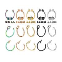Stainless Steel Nose Piercing Jewelry, 304 Stainless Steel, with Magnet, Vacuum Ion Plating, fashion jewelry & Unisex, mixed colors 