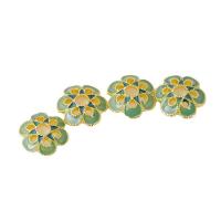 Zinc Alloy Bead Caps, Flower, gold color plated, DIY & enamel, green Approx 2mm 