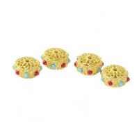 Zinc Alloy Spacer Beads, with Plastic, Flat Round, gold color plated, DIY & hollow, golden Approx 1.8mm 