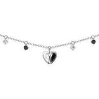 Zinc Alloy Cubic Zirconia Necklace, with 6cm extender chain, Heart, silver color plated, fashion jewelry & adjustable & micro pave cubic zirconia & for woman, white and black Approx 43 cm 