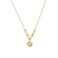 Ожерелье ручной латунные, Латунь, с Ракушка, Сердце, 14K плакирование железом, ювелирные изделия моды & Женский, оригинальный цвет, 473mm, продается PC