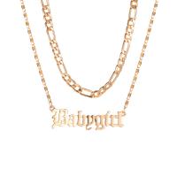 Ожерелье ручной латунные, Латунь, с цинковый сплав, плакирован золотом, Двойной слой & Женский, оригинальный цвет, 53mm, продается PC