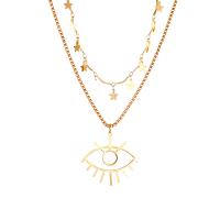 Zinc Alloy Necklace, gold color plated, Double Layer & for woman, original color, 465mm 