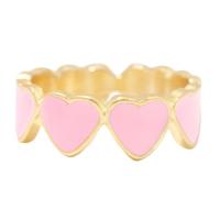 Brass Finger Ring, gold color plated, with heart pattern & for woman & enamel 