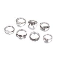 Zinc Alloy Ring Set, plated, 7 pieces & vintage & for woman, 18-20mm, US Ring .5 