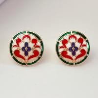 Enamel Zinc Alloy Stud Earring, Geometrical Pattern, gold color plated, for woman & hollow, 22mm 