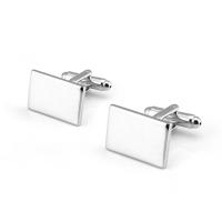 Brass Cufflinks, Rectangle, silver color plated, Unisex, 12-20mm 