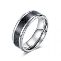 Titanium Steel Finger Ring, with Carbon Fibre, polished, fashion jewelry & Unisex 8mm 