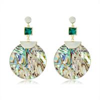 Abalone Shell Earring, Zinc Alloy, with Abalone Shell, gold color plated, fashion jewelry & for woman & with rhinestone 