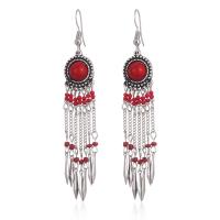 Fashion Fringe Earrings, Zinc Alloy, with Seedbead & turquoise, vintage & fashion jewelry & for woman 