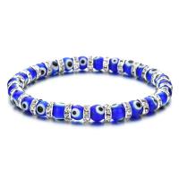 Evil Eye Jewelry Bracelet, Glass Beads, with zinc alloy bead, fashion jewelry & Unisex & with rhinestone Approx 7.09 Inch 