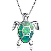 Resin Zinc Alloy Necklace, with Resin, Turtle, silver color plated, Unisex Approx 45 cm 