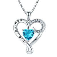 Zinc Alloy Cubic Zirconia Necklace, with Opal & Cubic Zirconia, Heart, silver color plated, for woman & faceted & hollow Approx 45 cm 