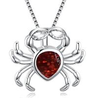 Zinc Alloy Necklace, with Opal, Crab, silver color plated, for woman Approx 45 cm 