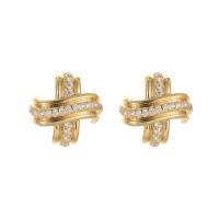 Cubic Zirconia Micro Pave Brass Earring, 14K gold plated & micro pave cubic zirconia & for woman 