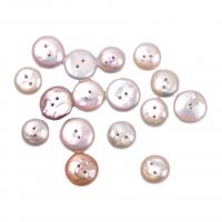 Perlas cultivadas de agua dulce botón con dos agujeros, Redondo aplanado, Bricolaje & diverso tamaño para la opción, Blanco, Vendido por UD