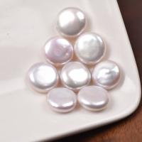 No Hole Cultured Freshwater Pearl Beads, Flat Round, DIY, white, 12mm 