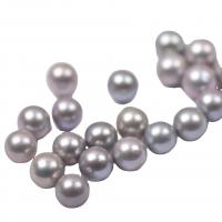 No Hole Cultured Freshwater Pearl Beads, Round, DIY, silver-grey, 10-11mm 