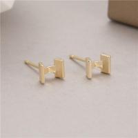 Brass Earring Stud Component, 14K gold plated, DIY & for woman 