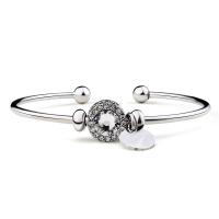 Zinc Alloy Cuff Bangle, polished, for woman & faceted & with rhinestone, silver color, Inner Approx 55mm 