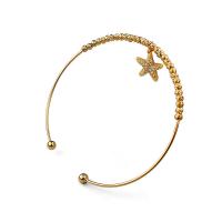 Zinc Alloy Cuff Bangle, Star, gold color plated, for woman & with rhinestone, Inner Approx 55mm 