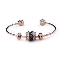 Zinc Alloy Cuff Bangle, rose gold color plated, for woman & with rhinestone, Inner Approx 55mm 