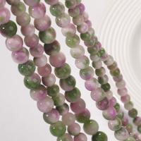 gefärbter Marmor Perle, rund, DIY & verschiedene Größen vorhanden, gemischte Farben, Länge:ca. 14.96 ZollInch, verkauft von Strang