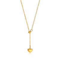 Stainless Steel Jewelry Necklace, 304 Stainless Steel, with 1.97inch extender chain, Heart, fashion jewelry & for woman, golden, 7mm Approx 17.7 Inch 