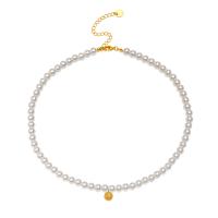Plastic Pearl Necklace, with Brass, with 1.97inch extender chain, fashion jewelry & for woman, golden Approx 15.75 Inch 