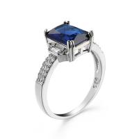 Zirkonia Messing Finger Ring, Platinfarbe platiniert, verschiedene Größen vorhanden & für Frau & mit kubischem Zirkonia, royalblau, verkauft von PC