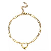 Stainless Steel Charm Bracelet, 304 Stainless Steel, with 1.97inch extender chain, Heart, fashion jewelry & for woman 4mm,12mm Approx 6.69 Inch 