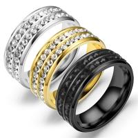 Нержавеющая сталь Rhinestone палец кольцо, Нержавеющая сталь 304, Мужская & разный размер для выбора & со стразами, Много цветов для выбора, продается PC