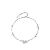 Rhinestone Zinc Alloy Necklace, with 5cm extender chain, Heart, silver color plated, fashion jewelry & adjustable & for woman, silver color .2 cm 