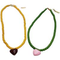 Résine de cire collier de corde, avec verre, avec 5cm chaînes de rallonge, coeur, fait à la main, bijoux de mode & réglable & pour femme, plus de couleurs à choisir .8 cm, Vendu par PC
