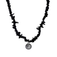 Кристалл ожерелье, Кристаллы, с 8.5cm наполнитель цепи, Винтаж & регулируемый & Женский, цвет черного янтаря, 18mm, длина:38.5 см, продается PC
