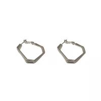 Zinc Alloy Hoop Earring, Polygon, silver color plated, fashion jewelry & for woman & hollow, silver color 