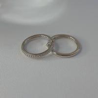 Палец кольцо-латунь, Латунь, Кольцевая форма, плакирован серебром, Двойной слой & ювелирные изделия моды & Женский, серебряный, внутренний диаметр:Приблизительно 17mm, продается PC