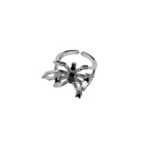 Палец кольцо-латунь, Латунь, Паук, плакирован серебром, ювелирные изделия моды & регулируемый & Женский, серебряный, 17mm, продается PC