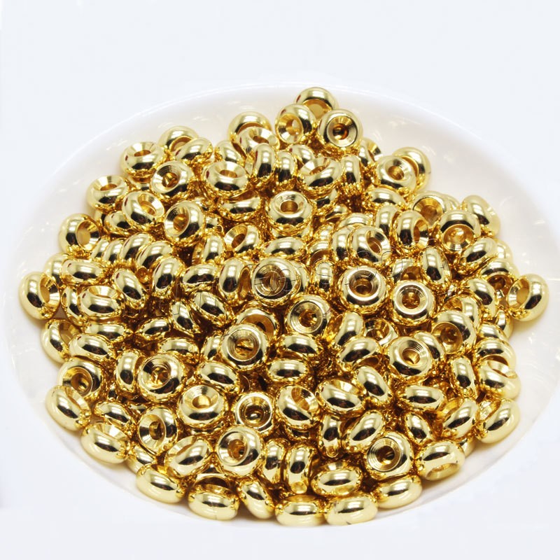 Large Hole Brass Beads, plated, DIY & different size for choice, more colors for choice, Sold By PC