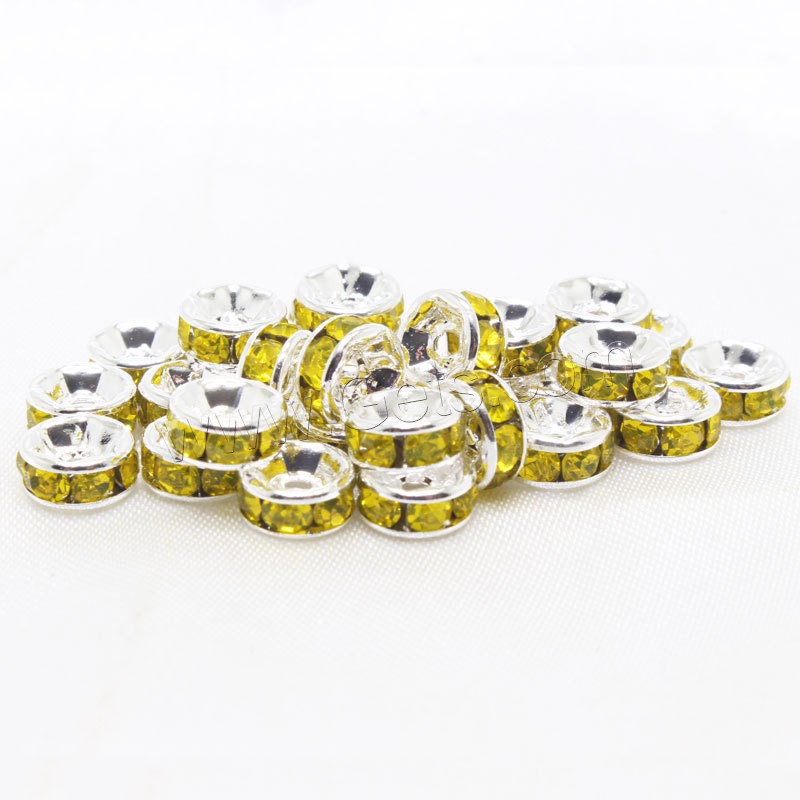 Brass Spacer Beads, Rondelle, plated, DIY & different size for choice & with rhinestone, more colors for choice, Sold By PC