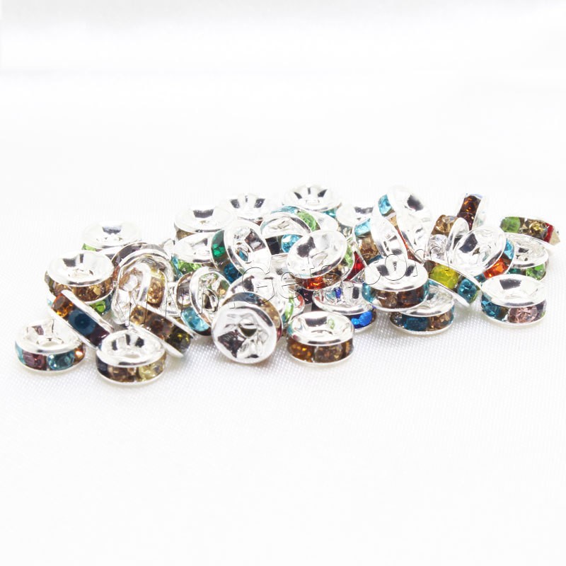 Brass Spacer Beads, Rondelle, plated, DIY & different size for choice & with rhinestone, more colors for choice, Sold By PC