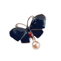 Zinc Alloy Jewelry Brooch, with Plastic Pearl, Dragonfly, gold color plated, Hand-Painted Enamel Glaze & can be used as brooch or pendant & for woman 