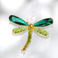 Rhinestone Zinc Alloy Brooch, Dragonfly, gold color plated, can be used as brooch or pendant & for woman & with rhinestone 