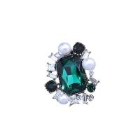 Rhinestone Zinc Alloy Brooch, with Plastic Pearl, Square, for woman & with rhinestone 