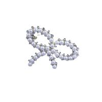 Rhinestone Zinc Alloy Brooch, with Plastic Pearl, Bowknot, plated, for woman & with rhinestone & hollow 