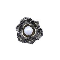 Rhinestone Zinc Alloy Brooch, with Plastic Pearl, Flower, plated, for woman & with rhinestone 45mm 